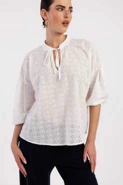 Abbie flower embroidery blouse -|Studio Anneloes Clearance