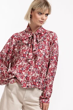 Frances flower satin blouse -|Studio Anneloes Hot