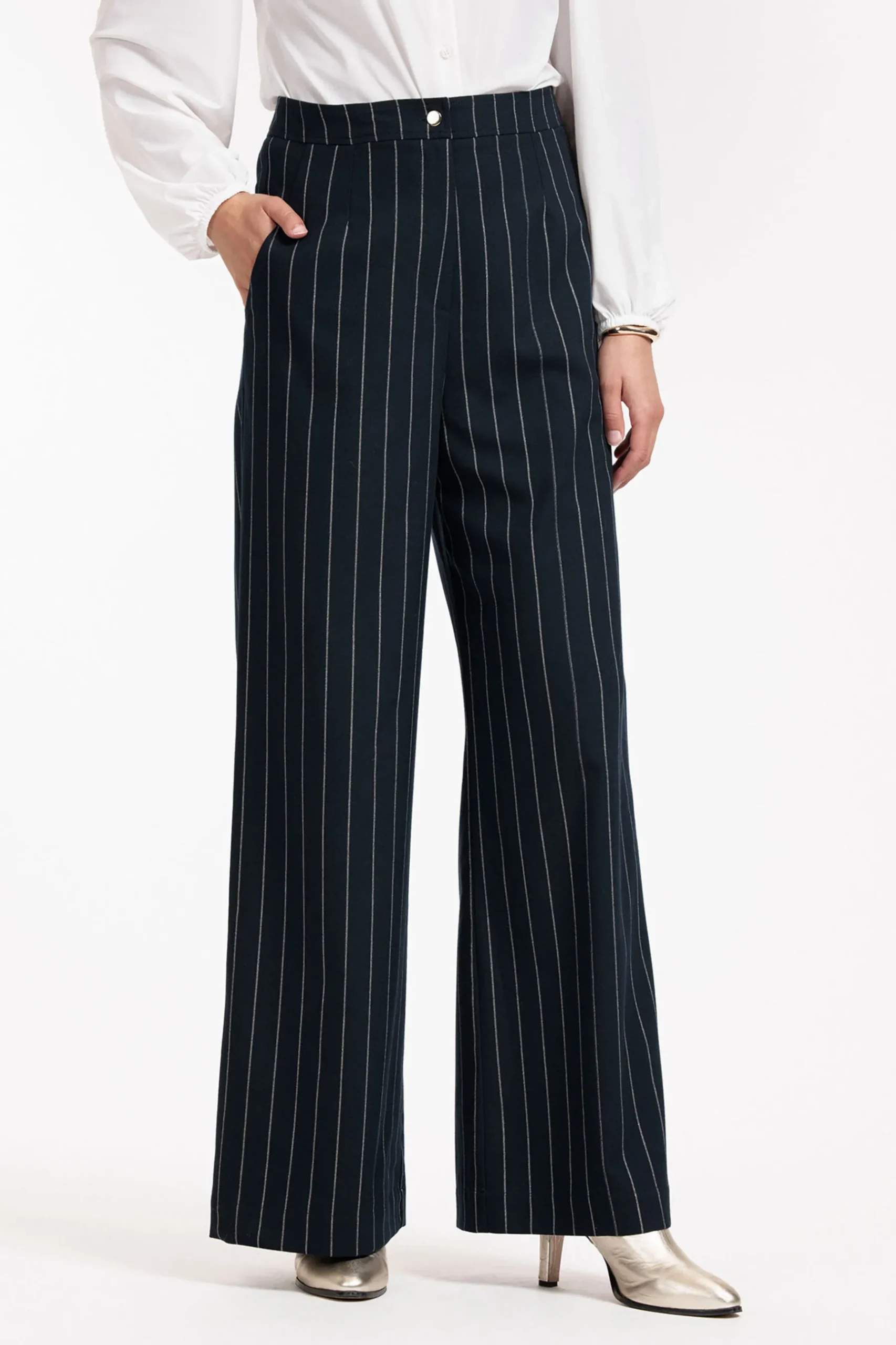 Holly gold pinstripe trousers -|Studio Anneloes Hot