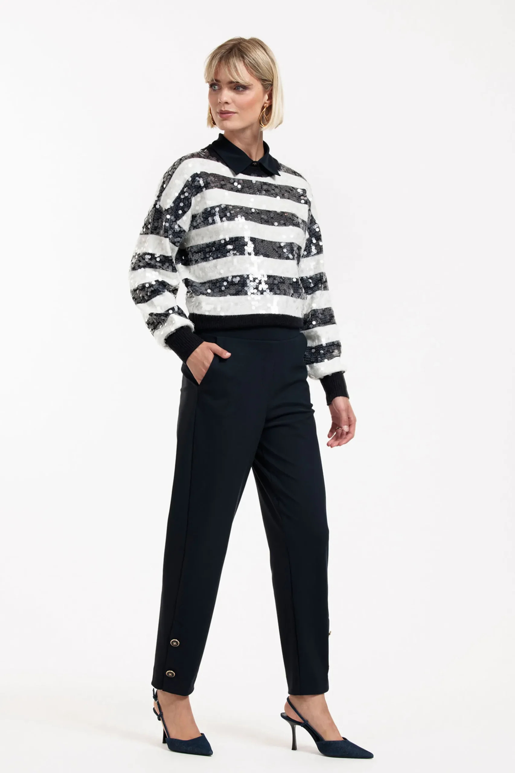 Ivory button trousers -|Studio Anneloes Discount