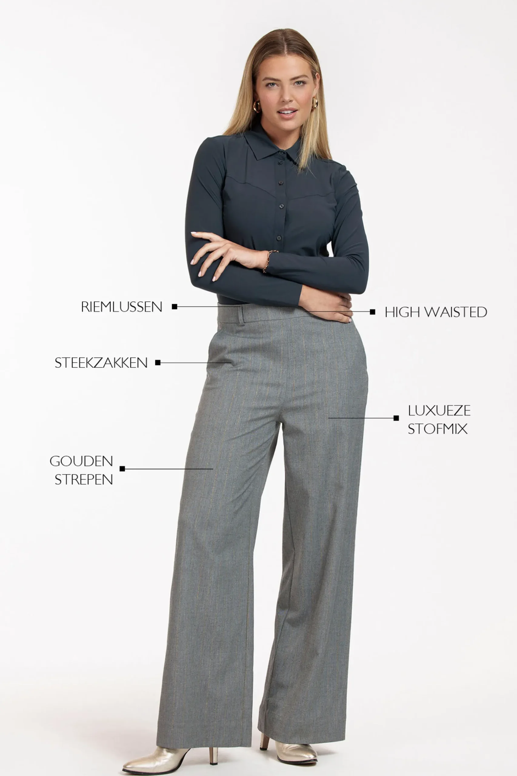 Lexie gold stripe trousers -|Studio Anneloes Hot