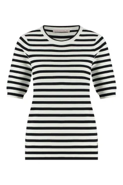 Luna stripe short slv pullover -|Studio Anneloes New
