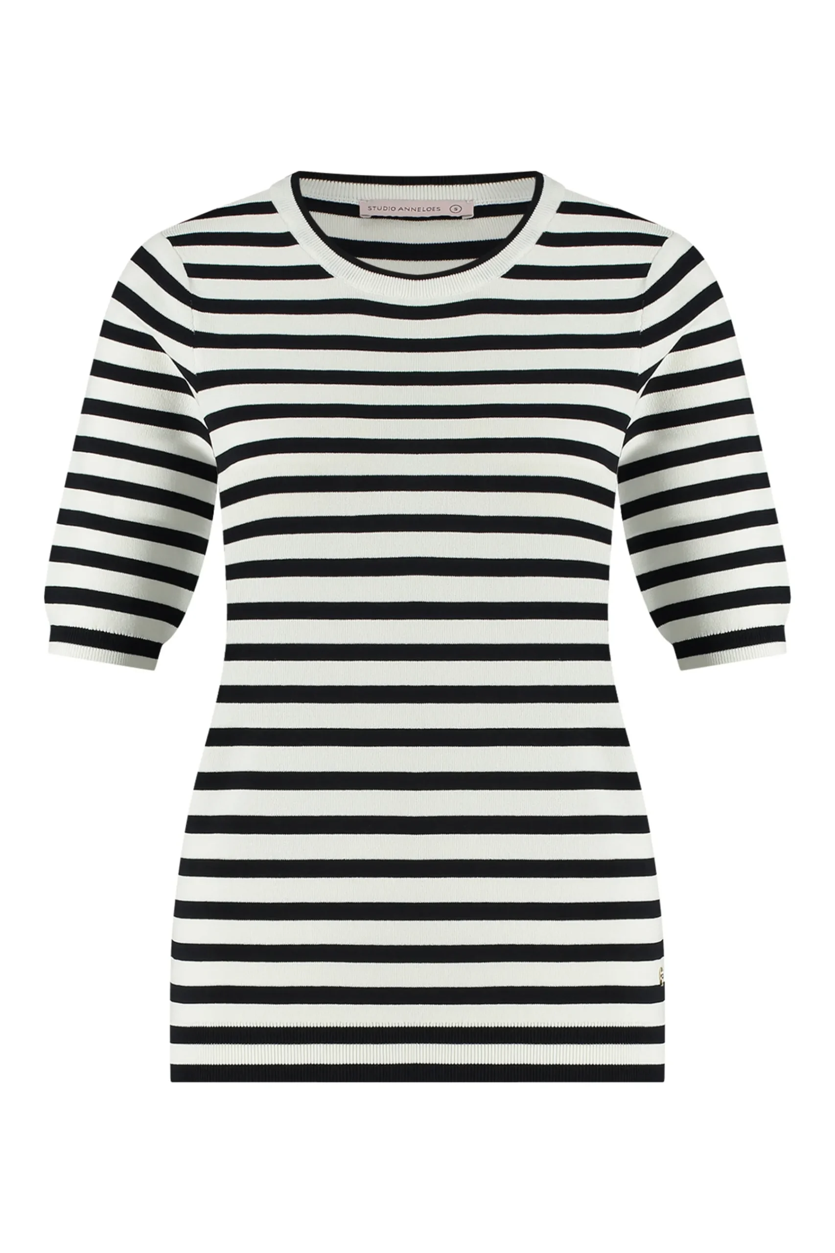 Luna stripe short slv pullover -|Studio Anneloes New