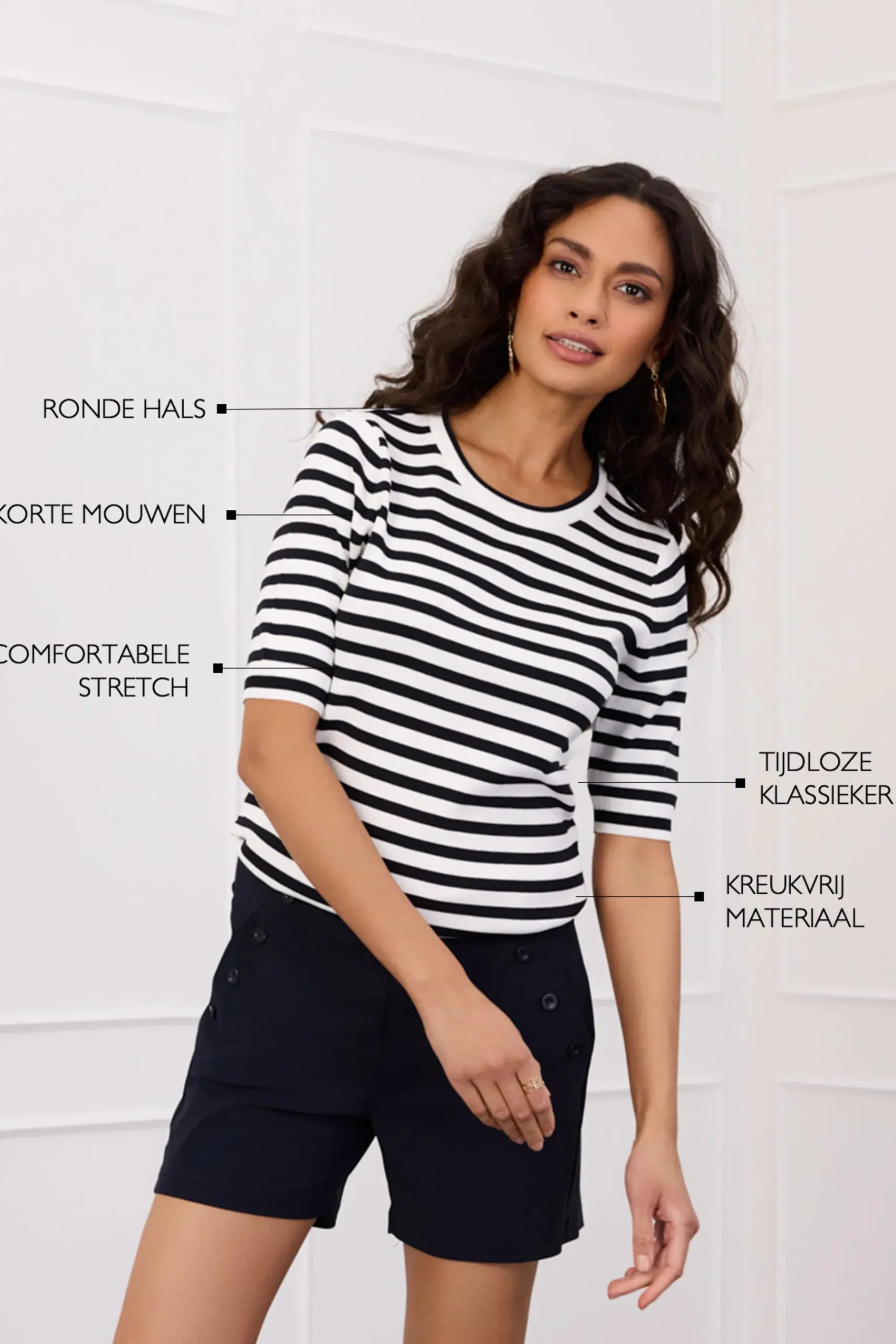 Luna stripe short slv pullover -|Studio Anneloes New