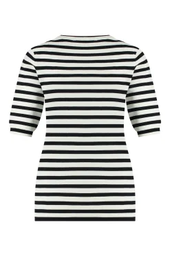 Luna stripe short slv pullover -|Studio Anneloes New