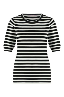 Luna stripe short slv pullover -|Studio Anneloes Hot