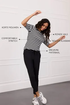 Luna stripe short slv pullover -|Studio Anneloes Hot