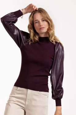Noortje faux leather pullover -|Studio Anneloes Sale