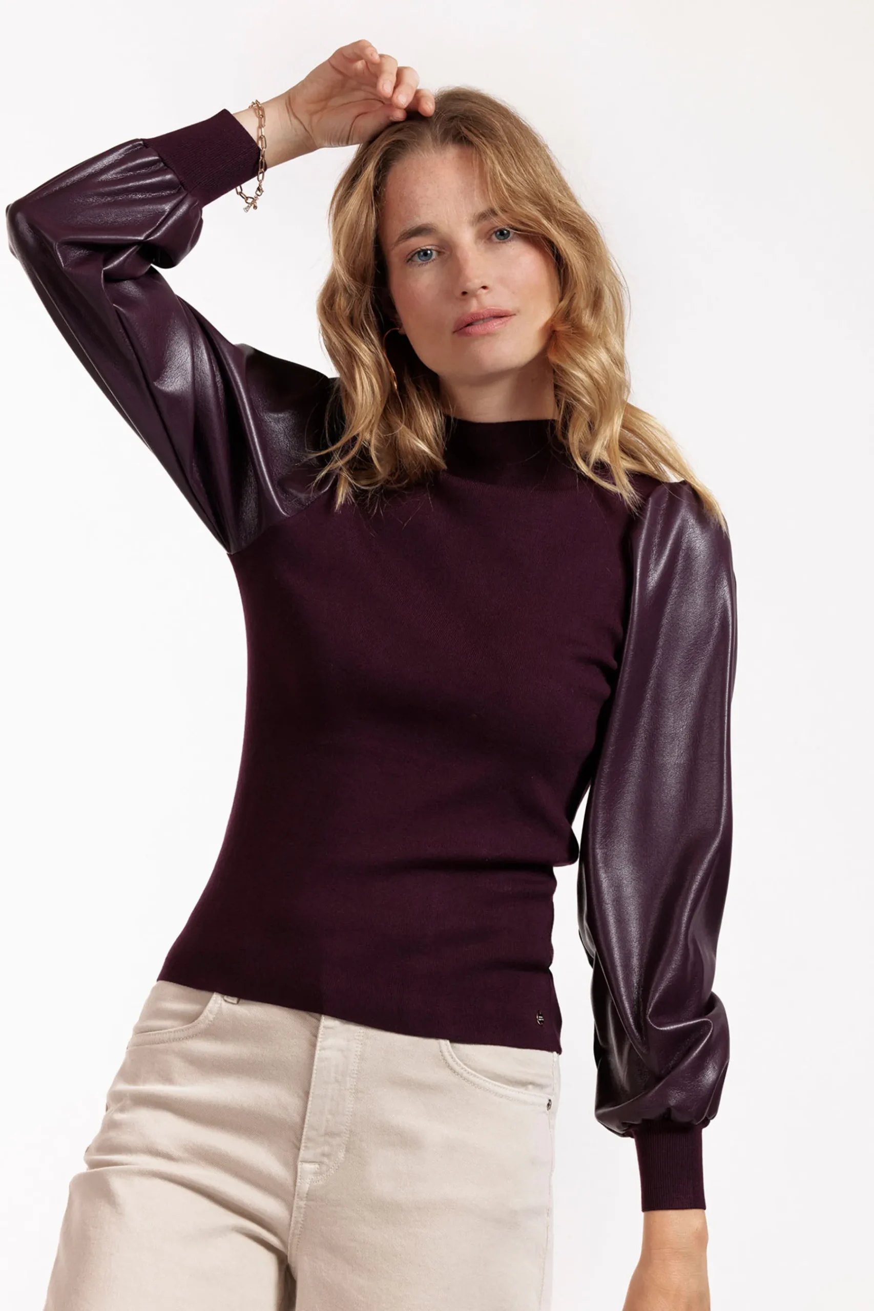 Noortje faux leather pullover -|Studio Anneloes Sale