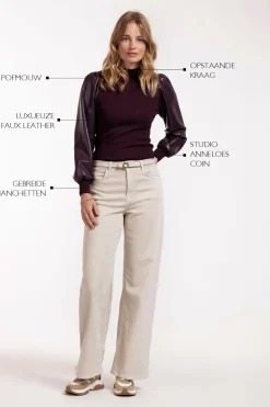 Noortje faux leather pullover -|Studio Anneloes Sale