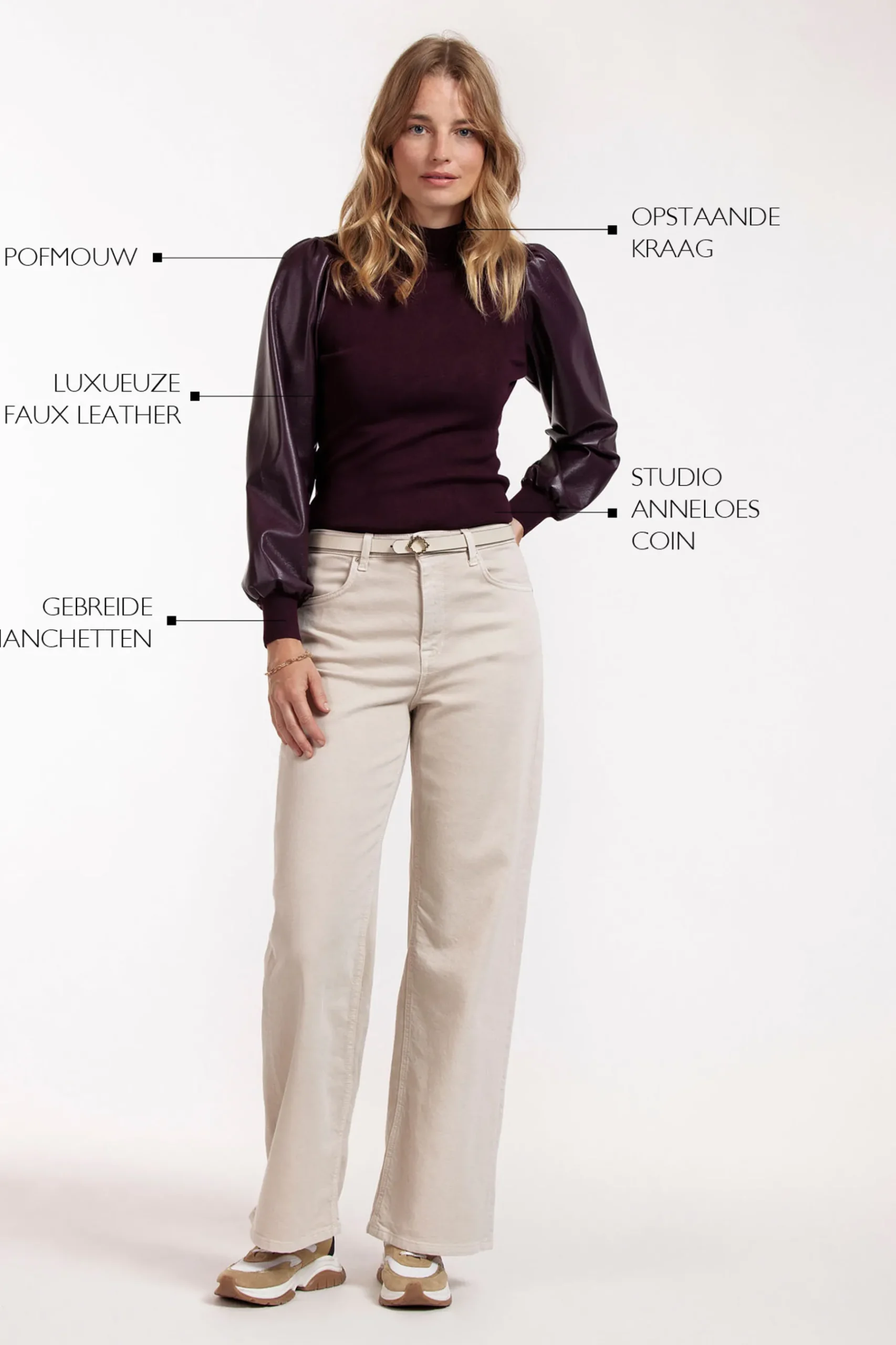 Noortje faux leather pullover -|Studio Anneloes Sale